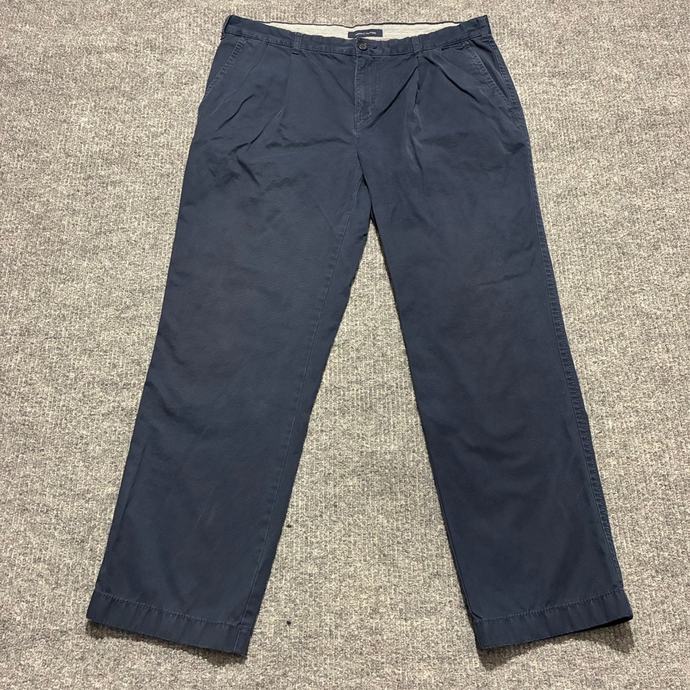 Tommy Hilfiger Mens Pants‎ Size 38x32 Blue Chino Pleated Front Mid Rise